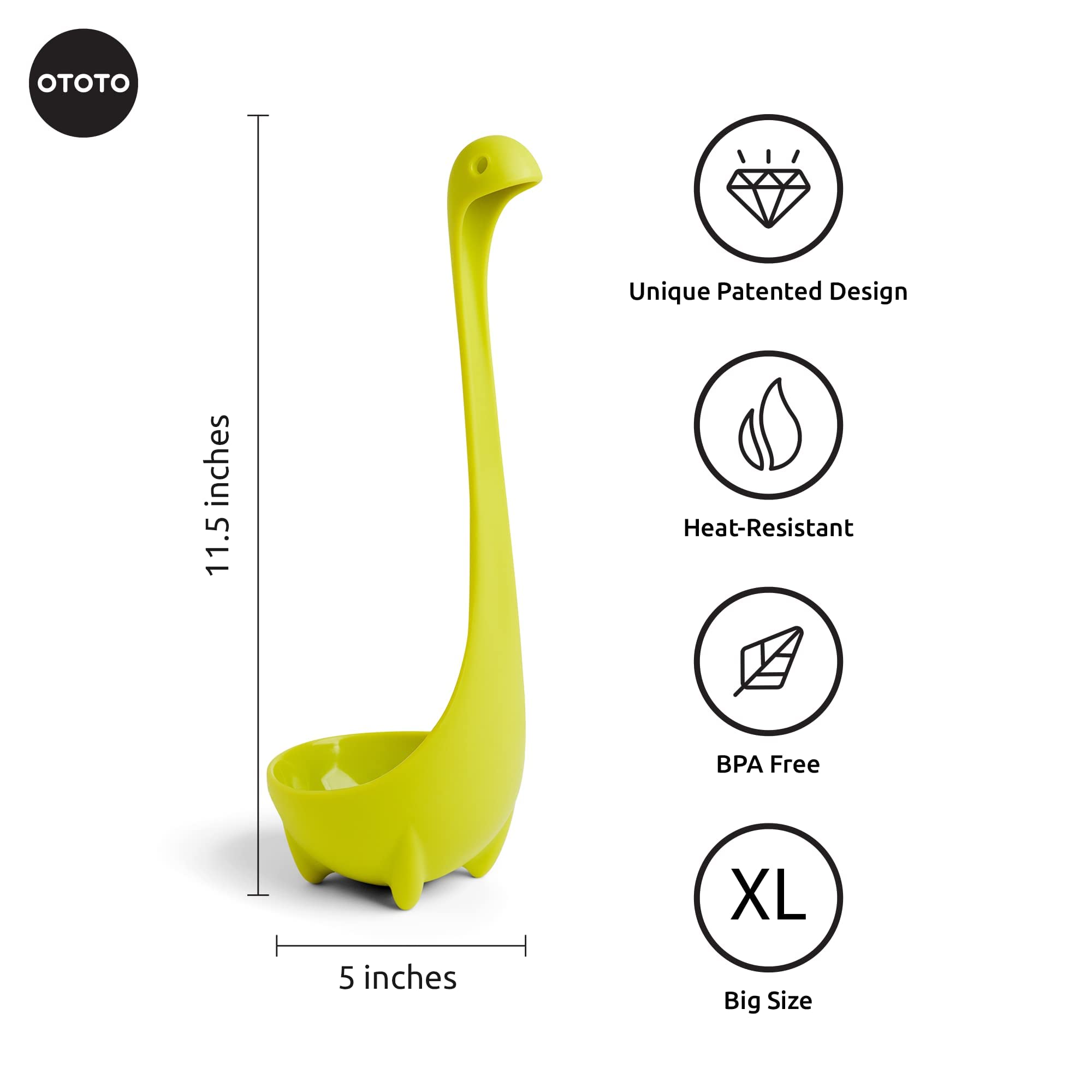 Cucharón Nessie de OTOTO, ideal para guisos y salsas con toque lúdico.