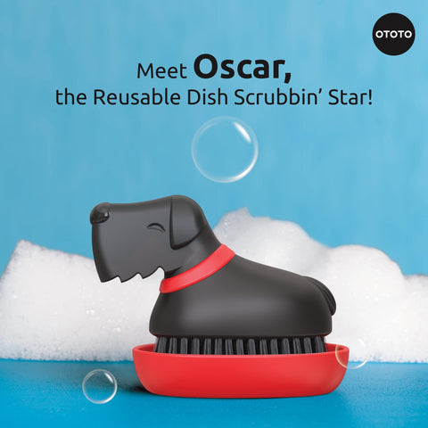 Oscar, cepillo lavaplatos ergonómico, cómodo en la mano para limpieza rápida.