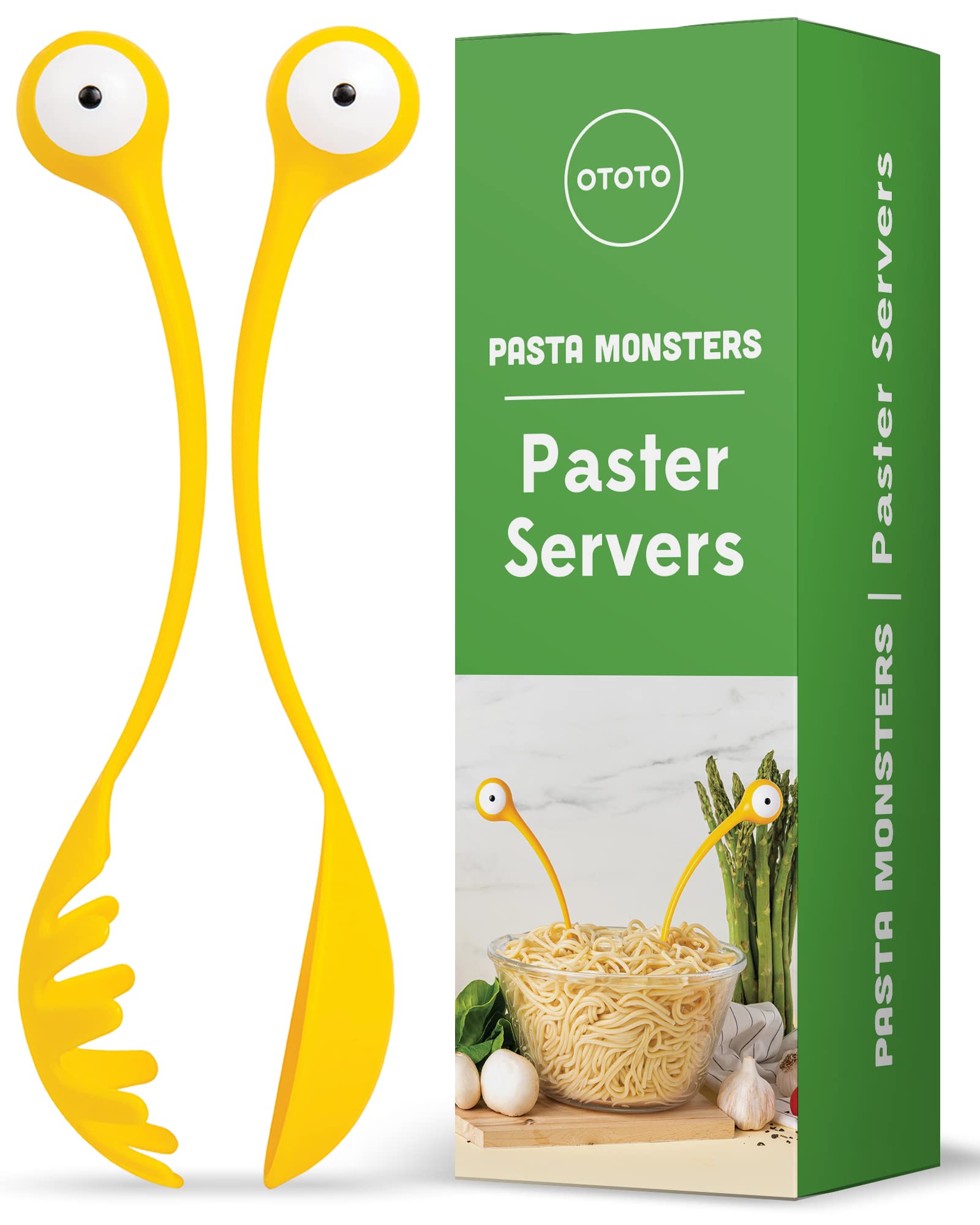 OTOTO Pasta Monsters cuchara de ensalada para servir sin derrames