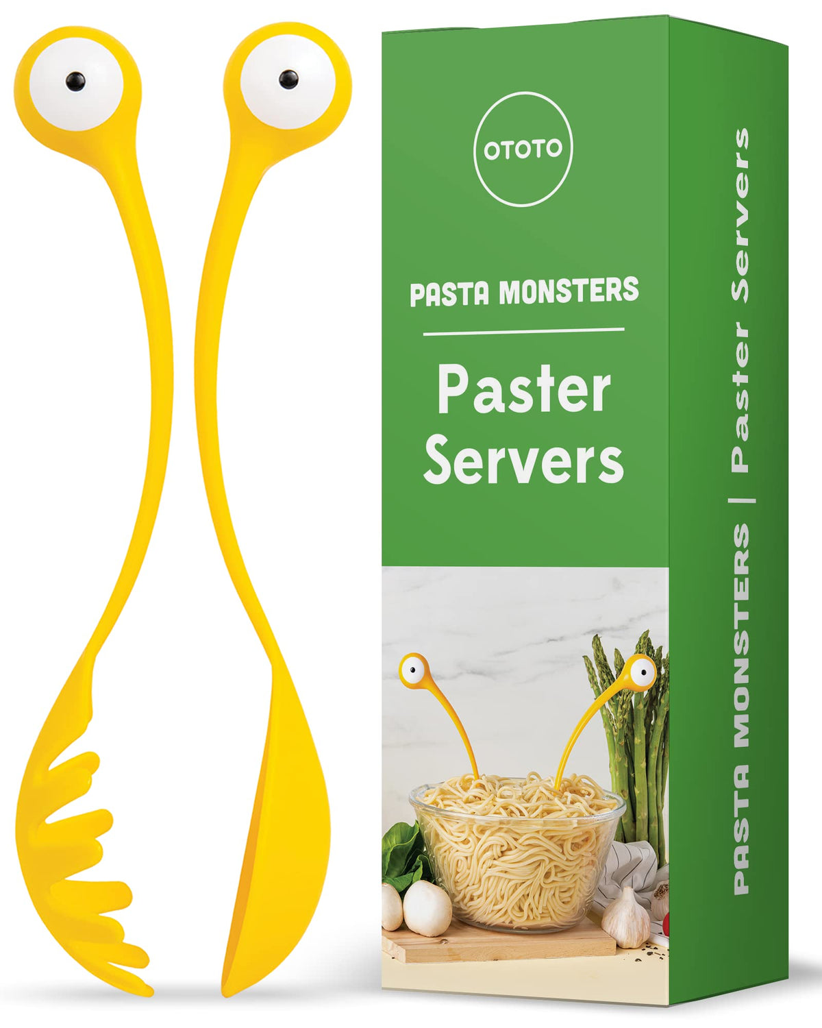 OTOTO Pasta Monsters cuchara de ensalada para servir sin derrames