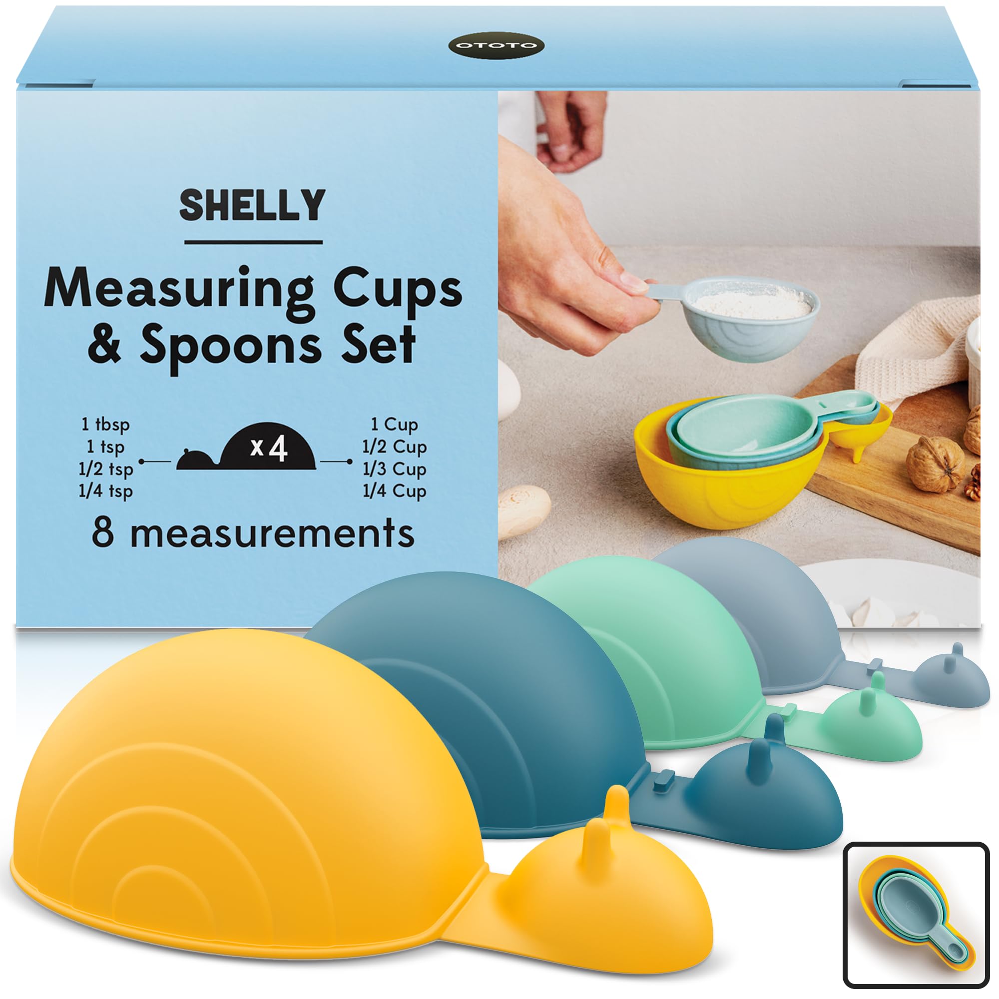 OTOTO Shelly: medidores de dos caras para ingredientes secos y líquidos, precisión en cada receta.