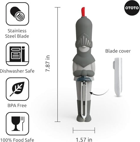 OTOTO Sir Peels A-Lot, escudo caballero, accesorio divertido para regalos de cocina.