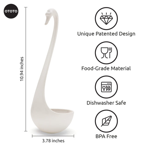 OTOTO Swanky cuchara-silicona, resistente al calor para cocinar y servir caldos.