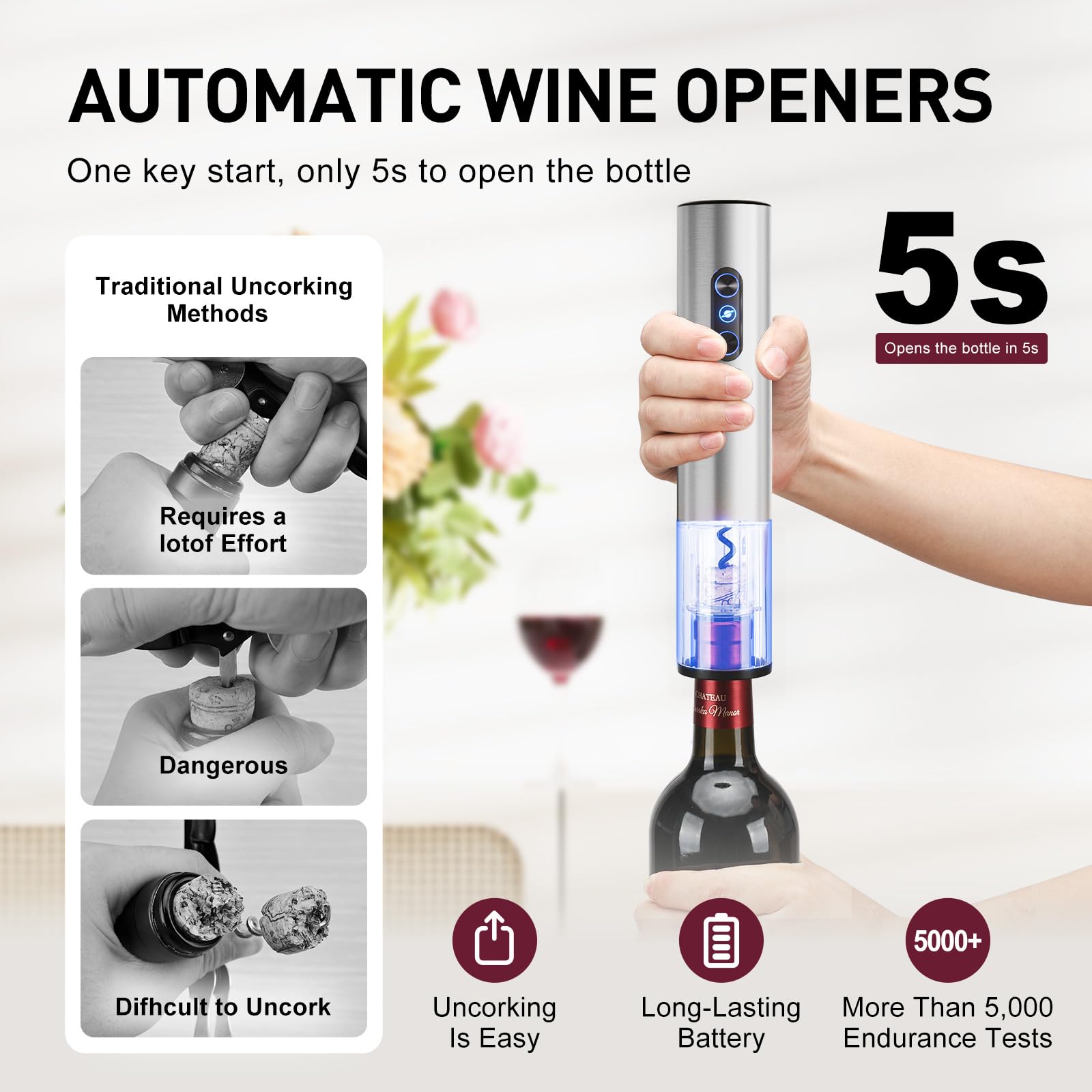 Otuseta tapones de vacío conservan el vino por más días
