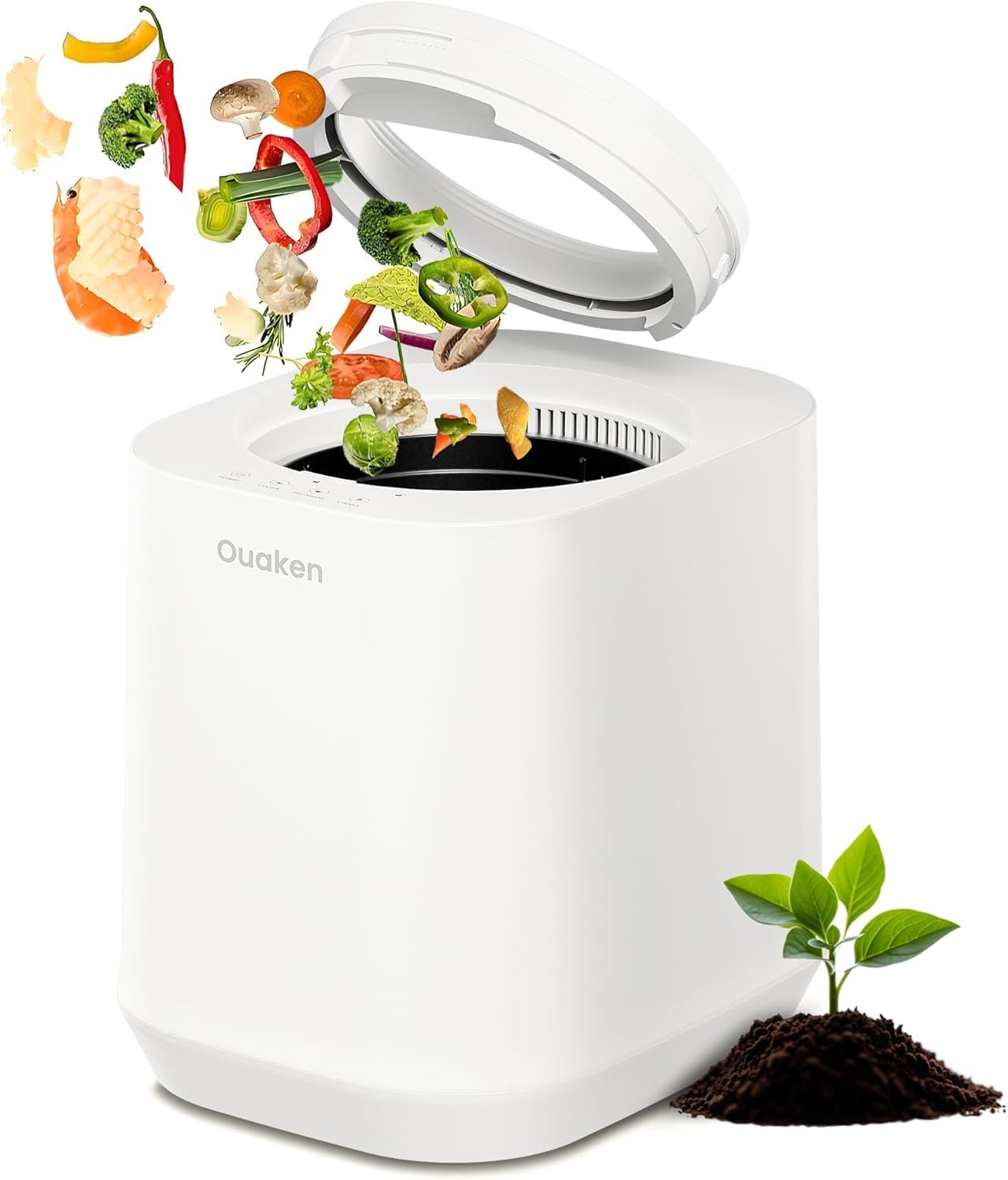 Ouaken 4L, compostadora eléctrica de diseño compacto para encimera.