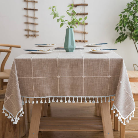 Mantel cuadrado Oubonun 55x55 de algodón-lino para mesa elegante y protegida.