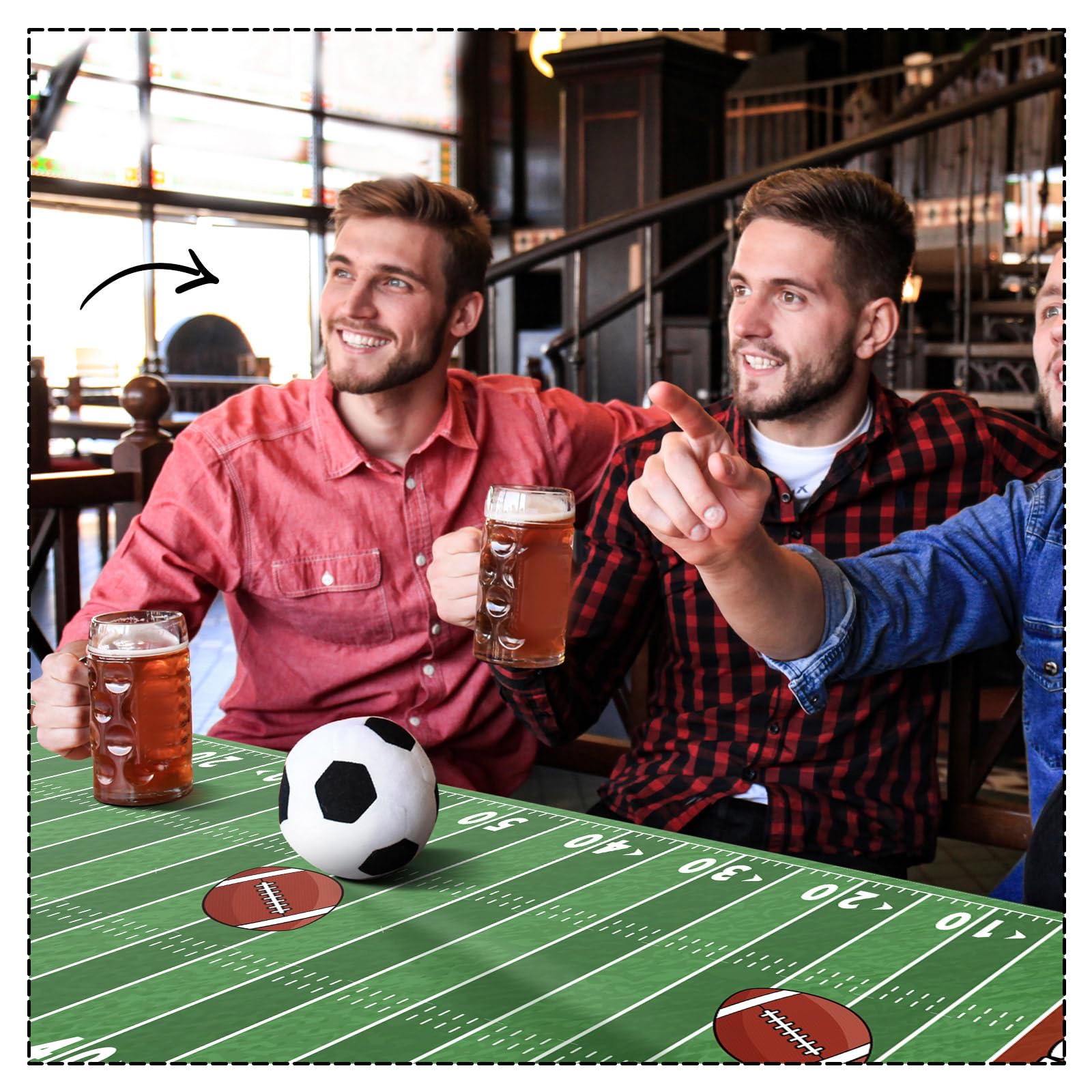 Oudain limpieza fácil del mantel de fútbol tras la fiesta.