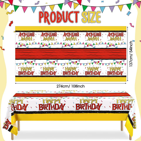 Mantel Oudain con diseño confeti rojo y amarillo para fotos.
