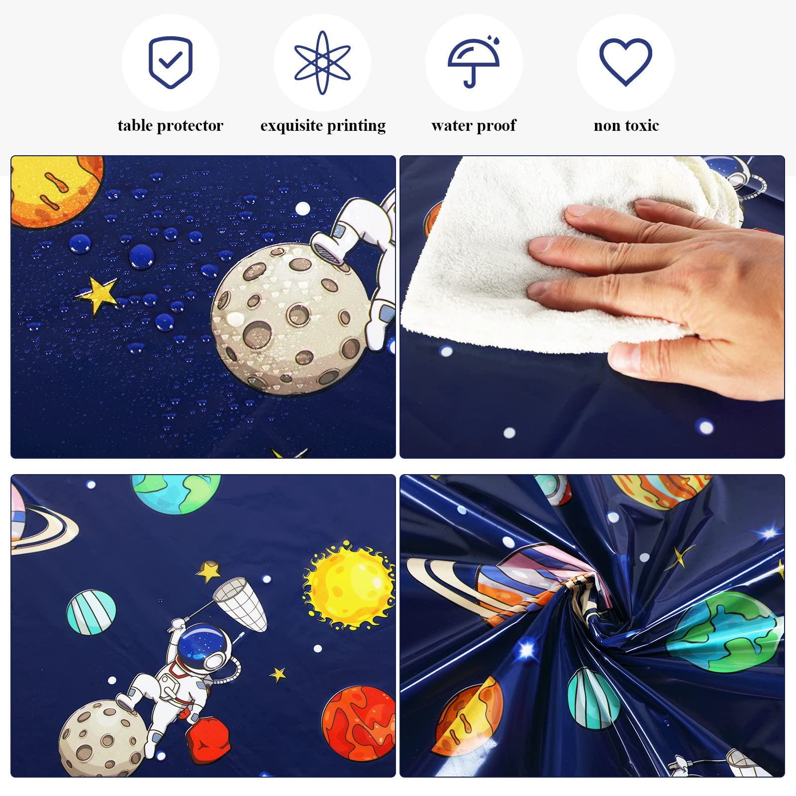 Manteles Oudain con cohetes y astronautas para fiestas temáticas