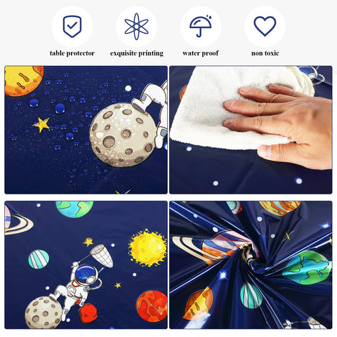 Manteles Oudain con cohetes y astronautas para fiestas temáticas