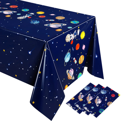 Manteles Oudain con planetas y astronautas para fiestas espaciales