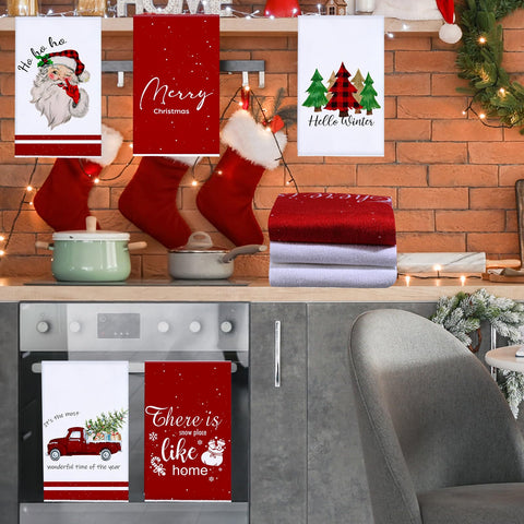 Toallas Oudain con diseño de árbol navideño, útiles para secar platos con estilo.
