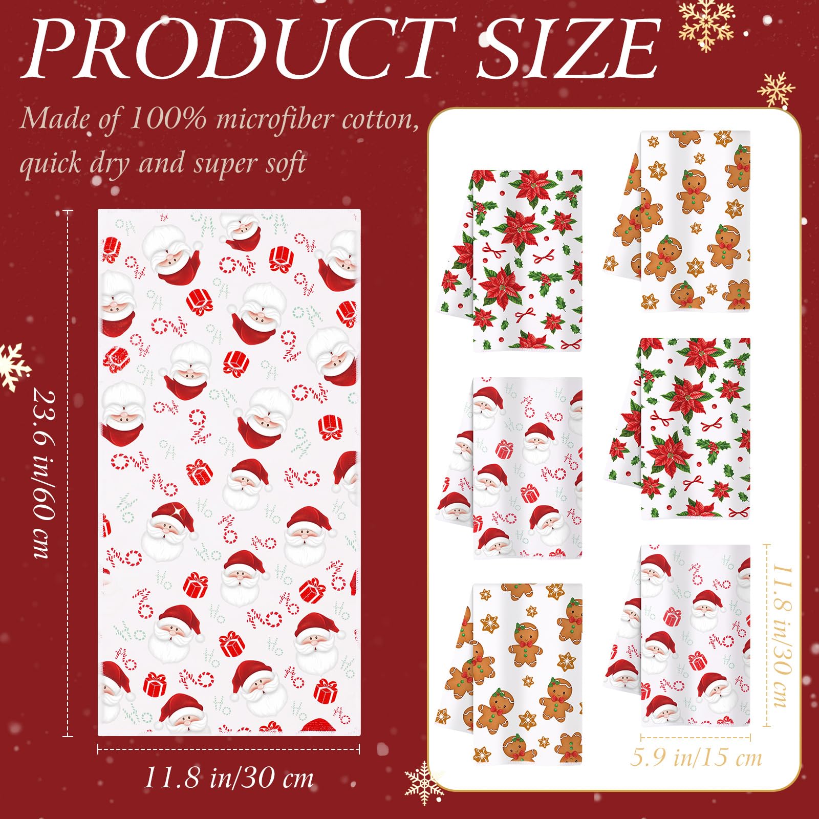 Oudain toallas de diseño Santa, color festivo para tu cocina
