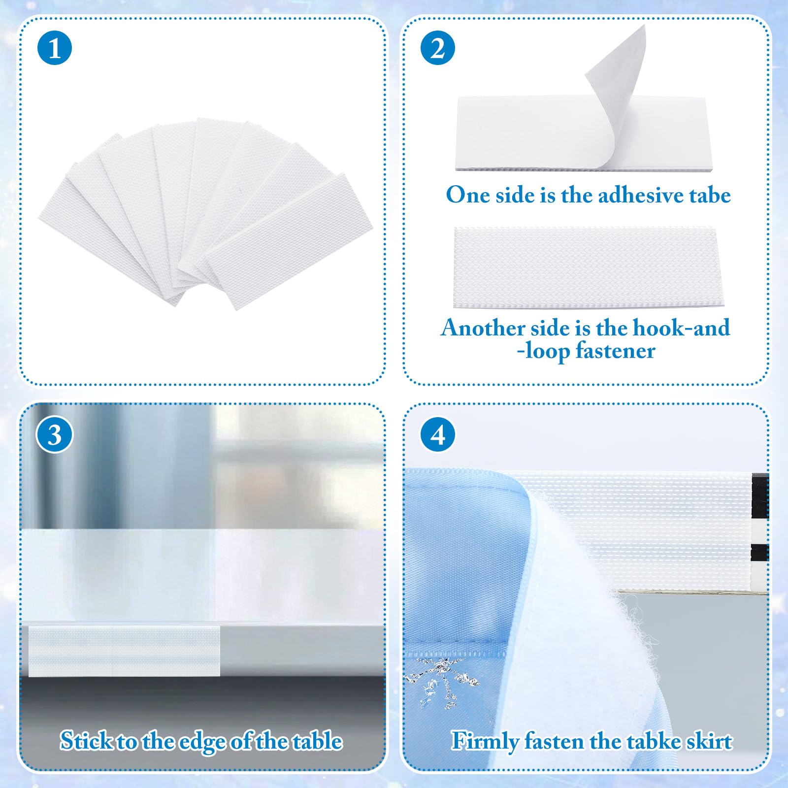 Oudain tule azul nevado drapeado añade elegancia ligera a la mesa.