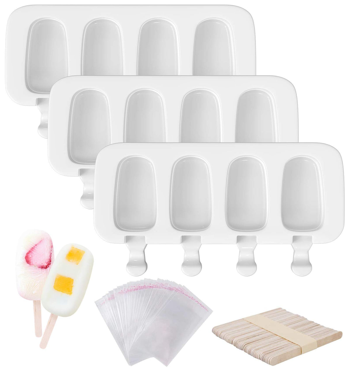 Ouddy Life moldes paletas ovaladas con 12 cavidades para postres caseros.