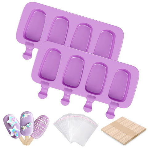 Moldes Ouddy Life de silicona con 4 cavidades ovaladas para paletas caseras