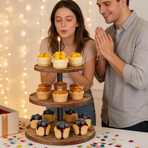 OugeWood presentación de pasteles para eventos, estilo rústico y elegante.