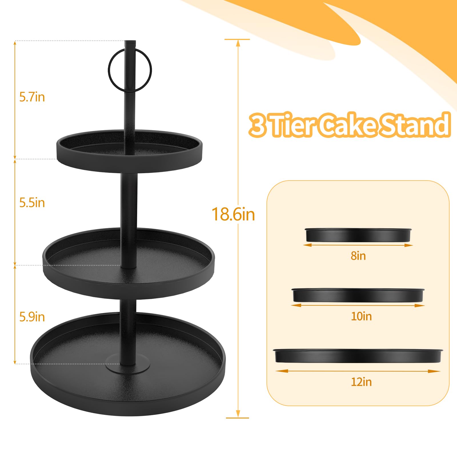 OugeWood torre para pastelitos 3 niveles con asa, fácil transporte en eventos.