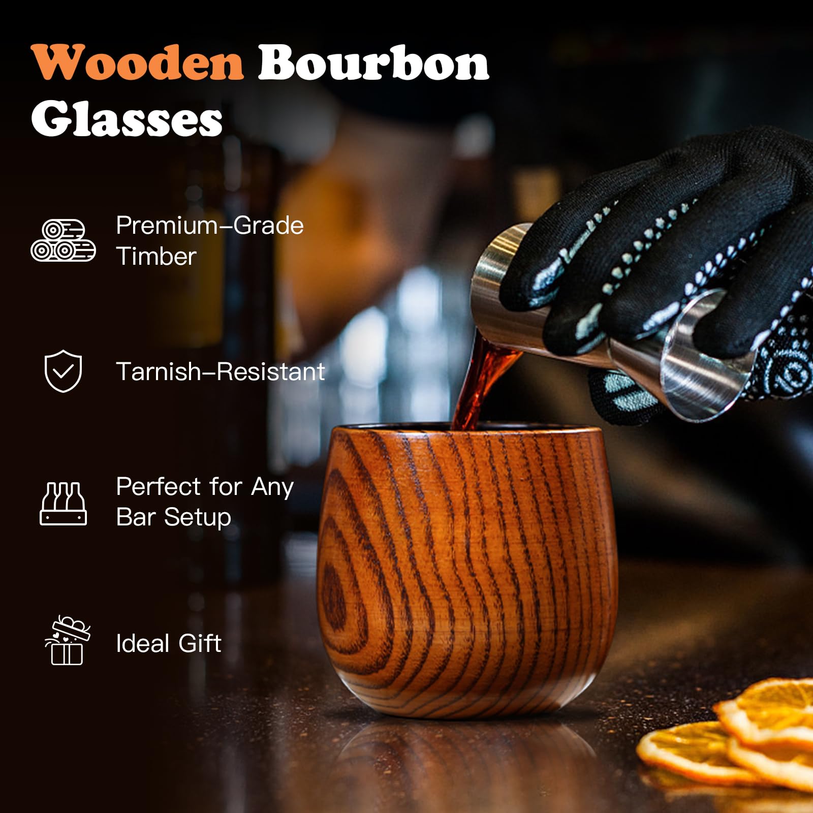 OUHT vaso whisky madera grano único, pieza artesanal y exclusiva.