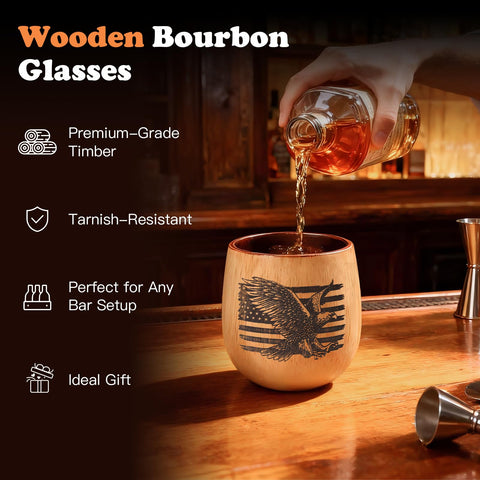 Vaso OUHT whisky roble blanco con grano uniforme, duradero para uso diario