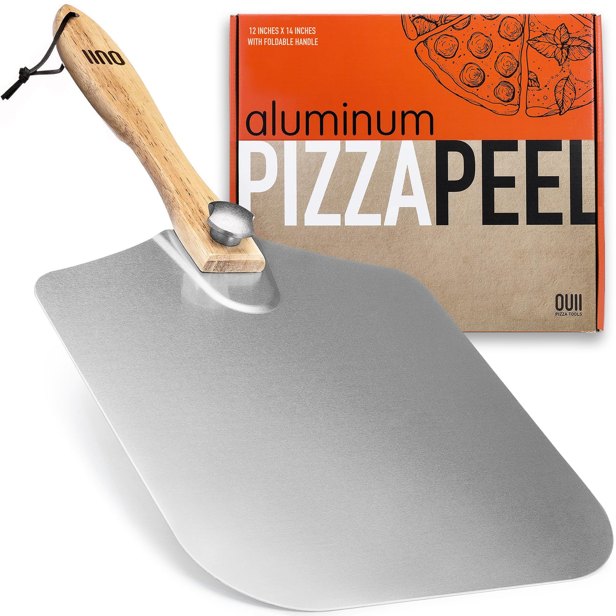 OUII Paleta para pizza: base de aluminio 12x14 para deslizar pizzas con facilidad.