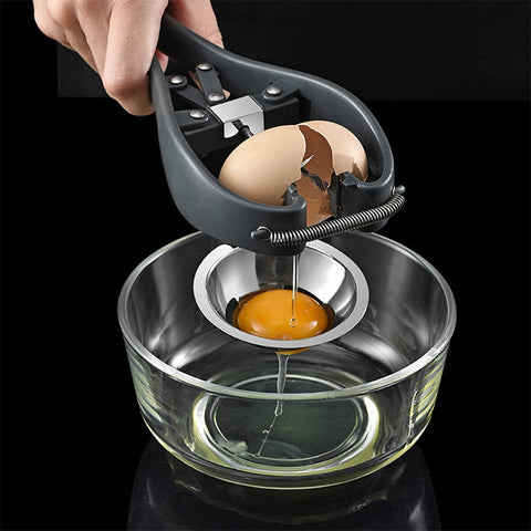 OUKEYI abrehuevos con palanca ergonómica, manejo cómodo durante la cocina.