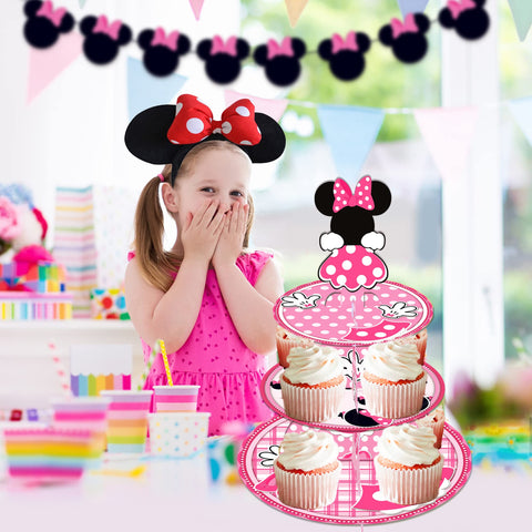 OULUN Minnie rosa, bandeja intermedia para exhibir cupcakes con elegancia.