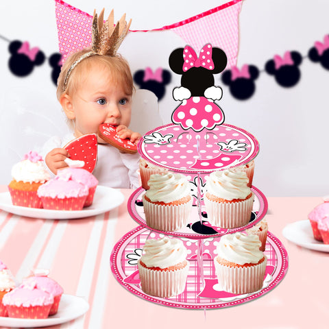 OULUN Minnie rosa, bandeja superior para decoraciones y postres con estilo.