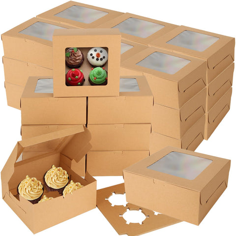 Caja Oungy para cupcakes con ventana frontal que exhibe el postre.