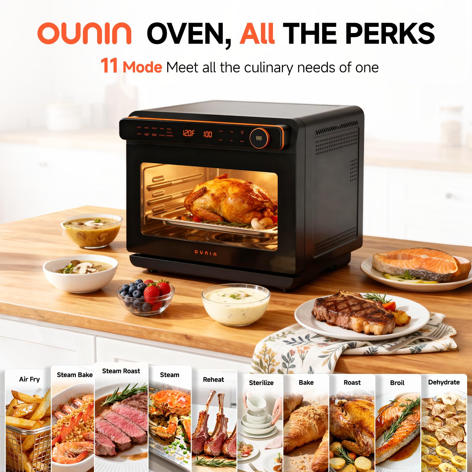 Ounin 24L, kit rotisserie para asados uniformes.