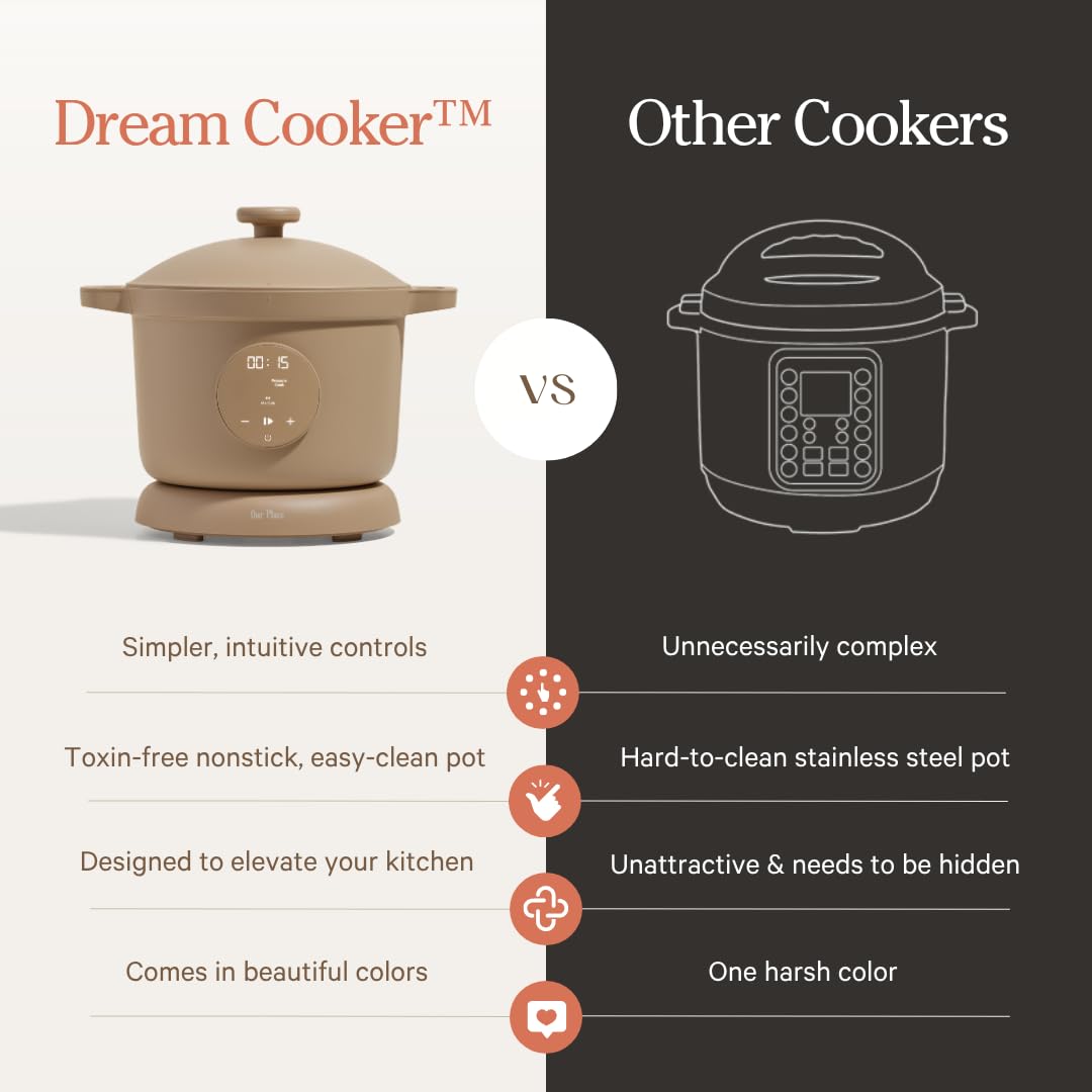 Our Place Dream Cooker liberación automática de vapor para mayor seguridad.