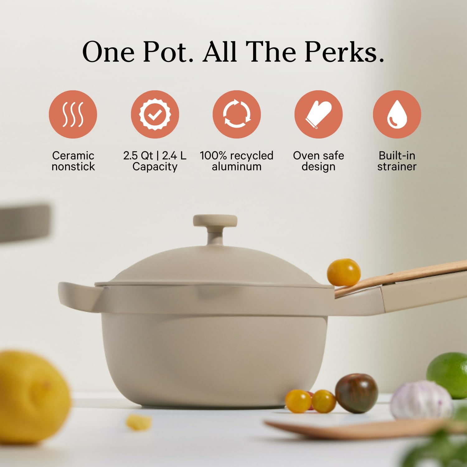 Our Place Mini Perfect Pot recubrimiento ceramico sin PFAS para cocción segura