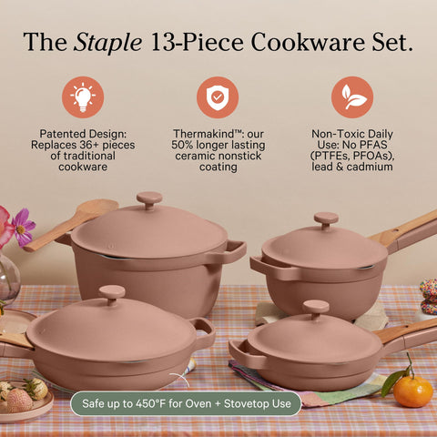Our Place Perfect Pot en olla, ideal para guisos y dorar con calor uniforme.