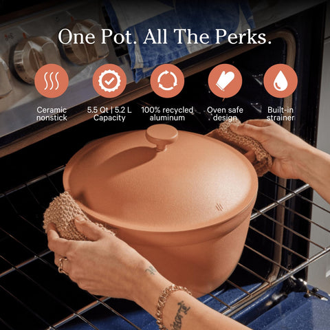 Our Place Perfect Pot, tapa autobasteo: controla vapor para cocción eficiente
