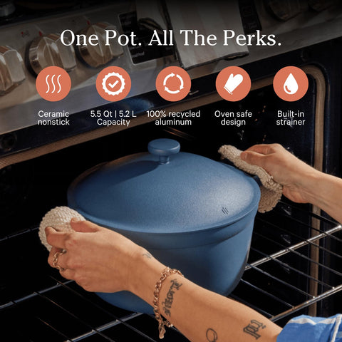 Our Place Perfect Pot, tapa con vapor y drenaje integrado para cocinar sin colador