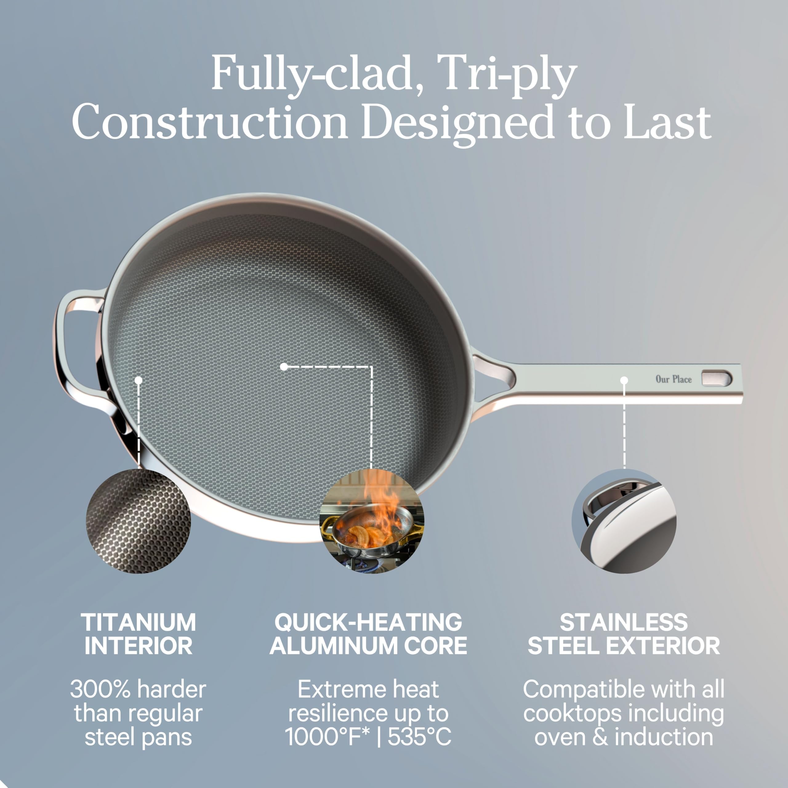 Our Place Titanium Always Pan Pro resiste utensilios de metal y lavados frecuentes
