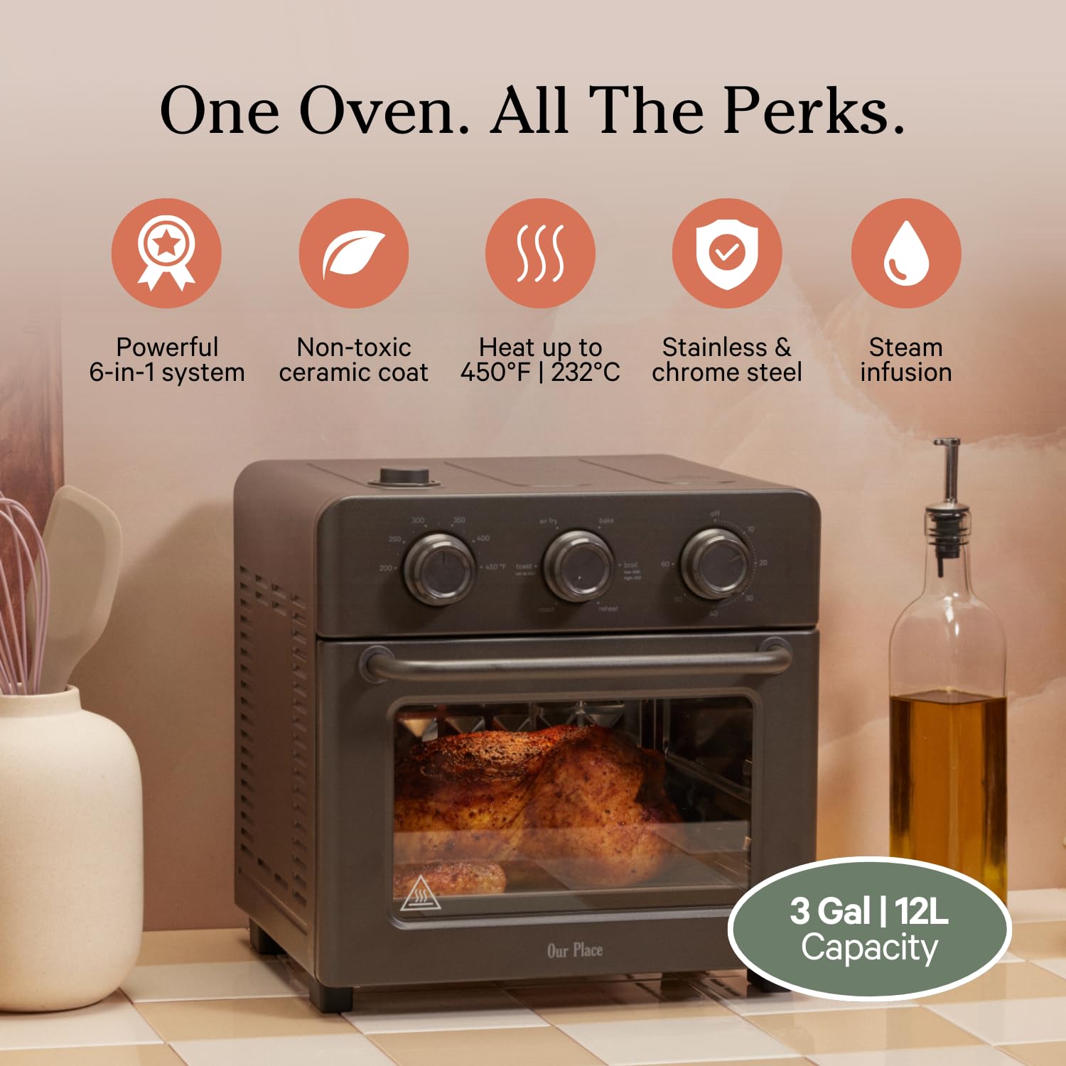 Our Place Wonder Oven interior de 12 litros ideal para 2–4 porciones
