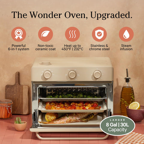 Our Place Large Wonder Oven interior 30L con tres estantes para cocinar