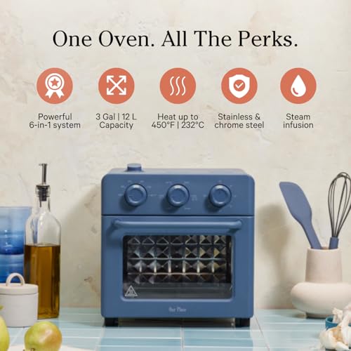 Our Place Wonder Oven interior con dos niveles para cocinar varios platillos