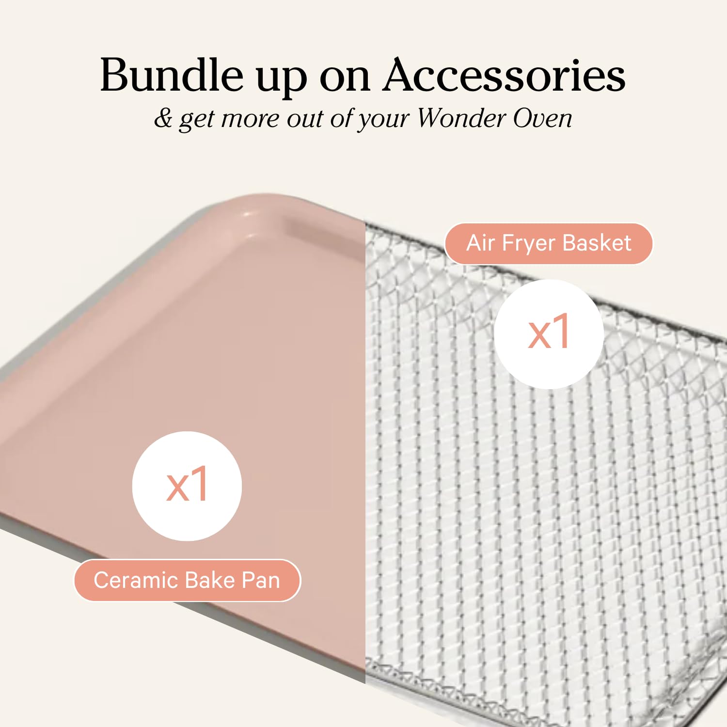 Our Place Wonder Oven Kit, cesta freidora de aire de acero cromado para resultados crujientes.