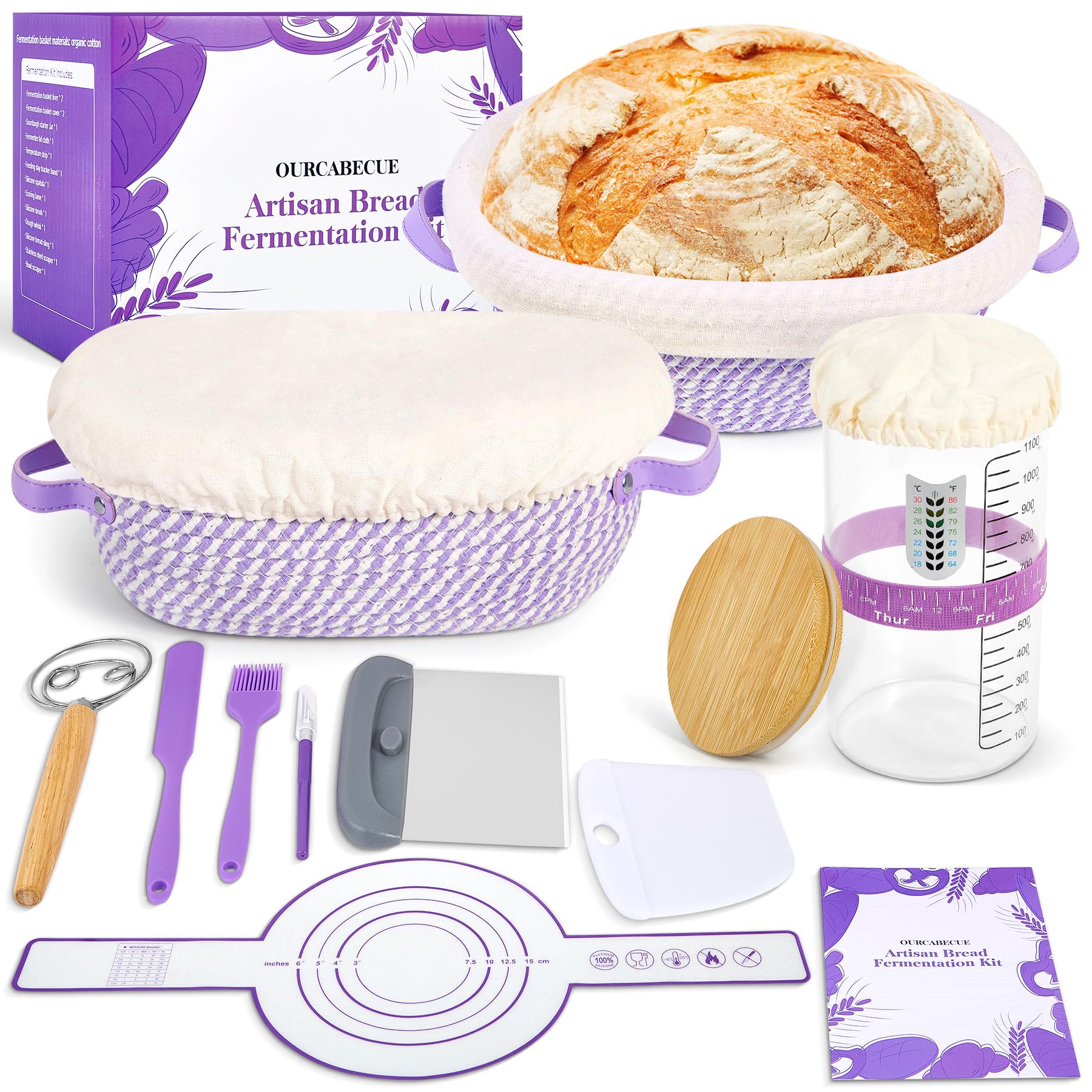 Frasco OURCABECUE de iniciador masa madre 41oz para conservar y alimentar tu masa madre.
