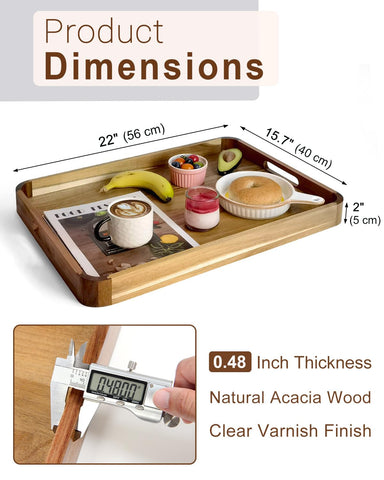 OurMiao bandeja grande de madera para sofá, ideal para organizar bebidas.