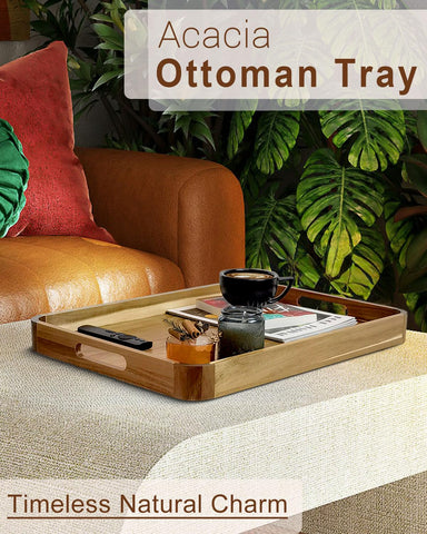 OurMiao bandeja rectangular de acacia para decorar la mesa de centro con estilo.