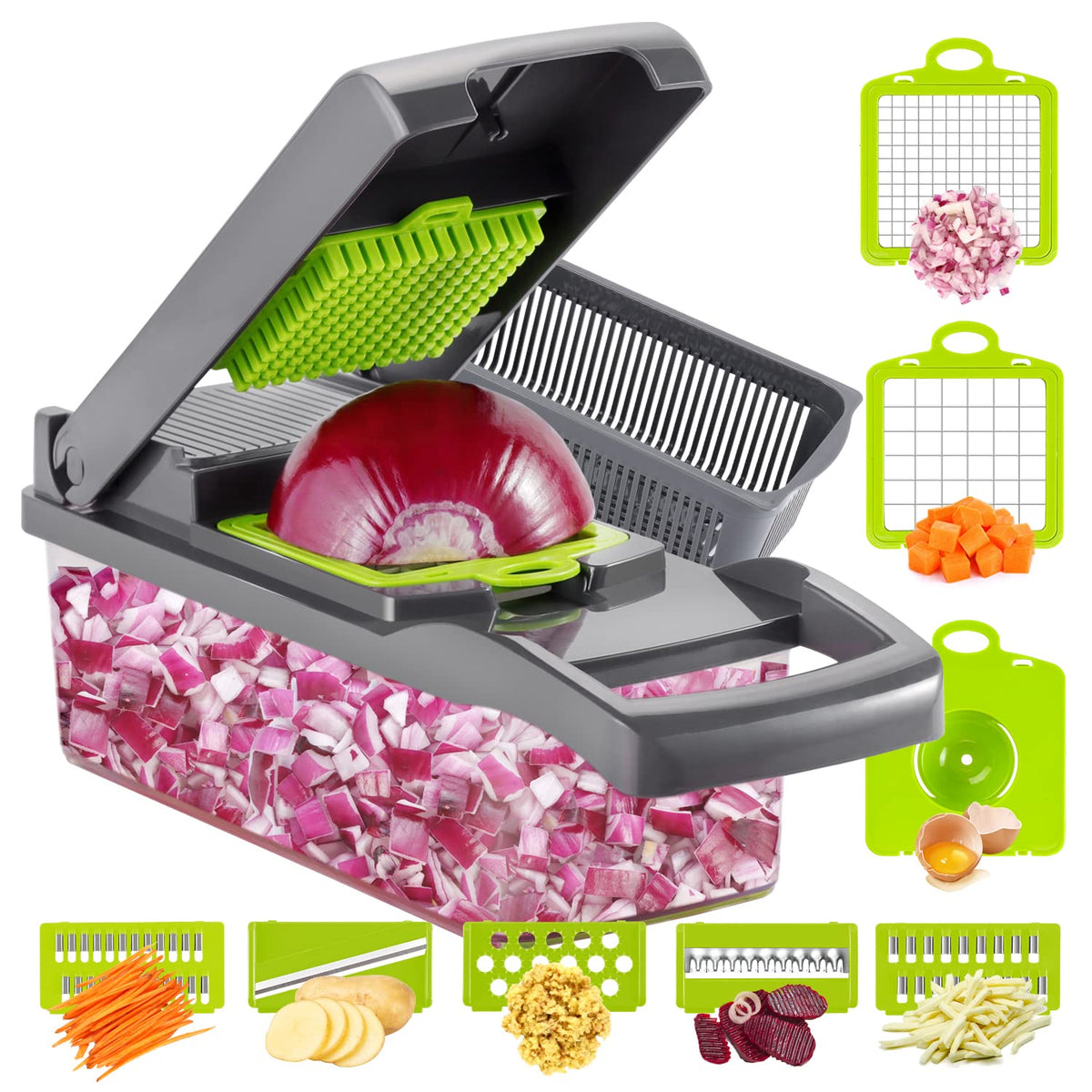 Ourokhome cortador de verduras 12 en 1 para cortes rápidos y uniformes