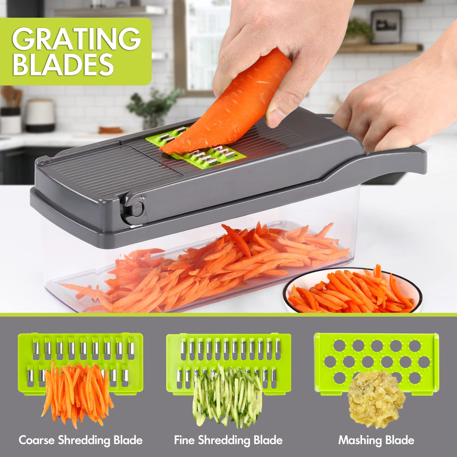 Cuchillas Ourokhome extra afiladas para dados y rallados uniformes