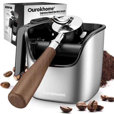 Ourokhome Knock Box: accesorios-espresso, facilita desechar posos y mantener la encimera limpia.