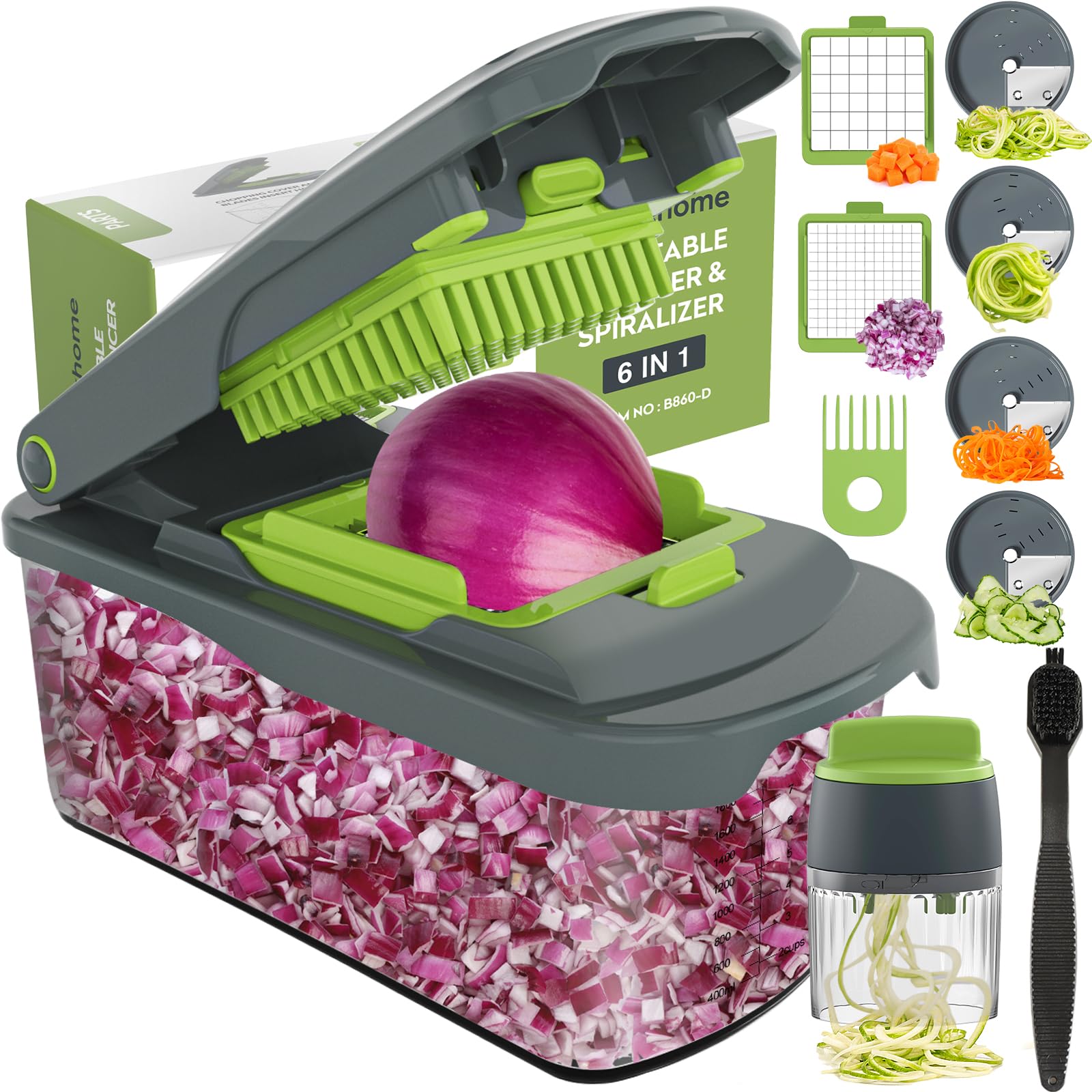 Ourokhome picadora de cebolla con contenedor para trocear rápido y limpio