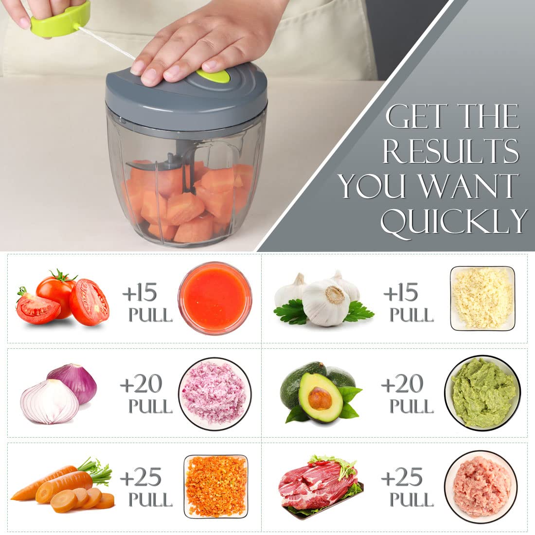 Ourokhome picadora-verduras-manual-cuerda uso práctico en la cocina