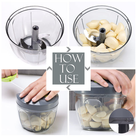 Ourokhome procesador manual picando jengibre para dar sabor a tus platos.