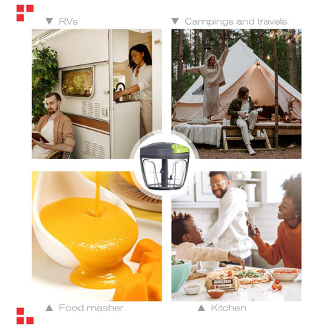 Ourokhome procesador manual capacidad 650 ml perfecta para salsas y guacamole.